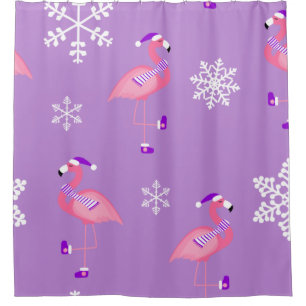 lila Weihnachts-Weihnachtsmann-Flamingo Duschvorhang