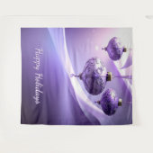 Lila Weihnachtsball-Feiertags-Hintergrund Wandteppich (Vorderseite (Horizontal))