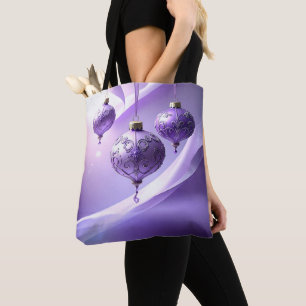Lila Weihnachtsball-Feiertags-Tragetasche Tasche