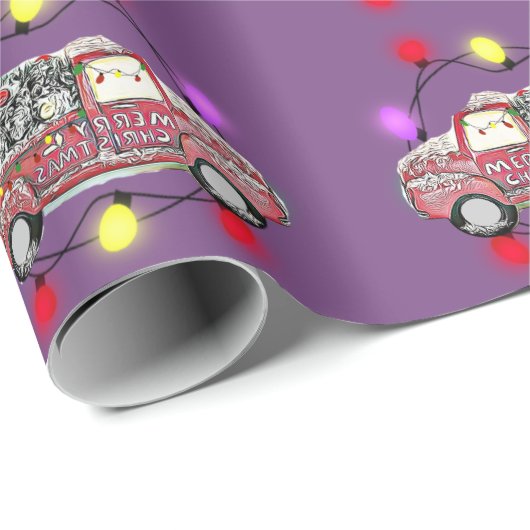 Lila Weihnachtsbaum auf Lkw Geschenkpapier (Rolleneckpunkt)