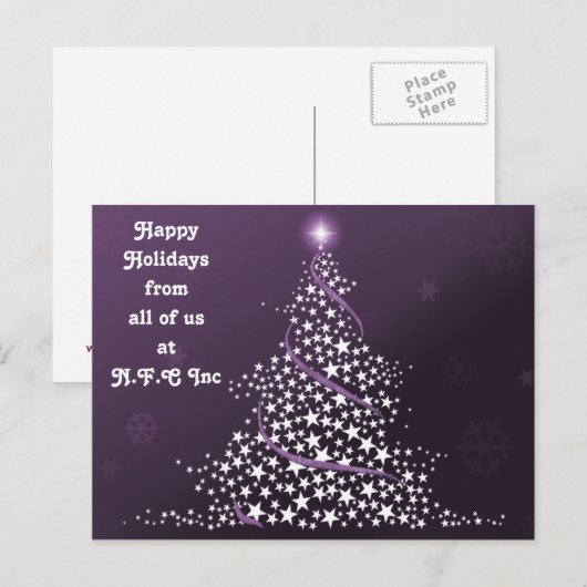 Lila Weihnachtsbaum Firmengrüße Postkarten (Vorne/Hinten)
