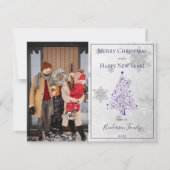 Lila Weihnachtsbaum Foto Feiertagskarte (Vorderseite)