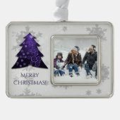 Lila Weihnachtsbaum Gerahmte Ornamente Rahmen-Ornament Silber (Vorderseite)
