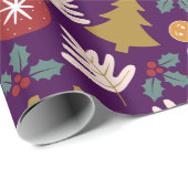 Lila Weihnachtsbaum Gingerbread Männer Geschenkpapier (Rolleneckpunkt)