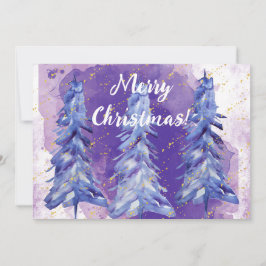 Lila Weihnachtsbaum Golden Snowflakes Feiertagskarte