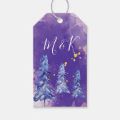 Lila Weihnachtsbaum Golden Snowflakes Geschenkanhänger (Vorderseite)