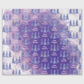 Lila Weihnachtsbaum Golden Snowflakes Geschenkpapier (Flach)