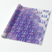 Lila Weihnachtsbaum Golden Snowflakes Geschenkpapier (Ungerollt)