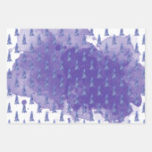 Lila Weihnachtsbaum Golden Snowflakes Geschenkpapier Set (Vorderseite 3)