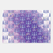 Lila Weihnachtsbaum Golden Snowflakes Geschenkpapier Set (Vorderseite)