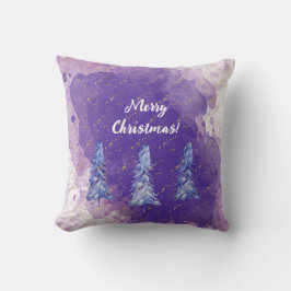 Lila Weihnachtsbaum Golden Snowflakes Kissen
