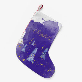 Lila Weihnachtsbaum Golden Snowflakes Kleiner Weihnachtsstrumpf