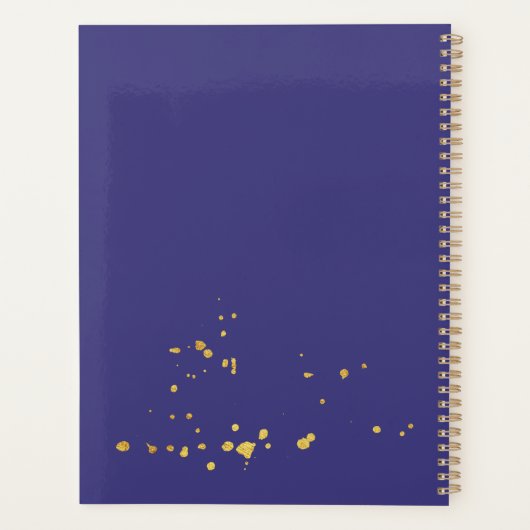 Lila Weihnachtsbaum Golden Snowflakes Planer (Rückseite)