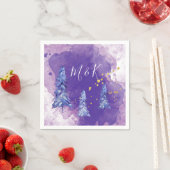 Lila Weihnachtsbaum Golden Snowflakes Serviette (Beispiel)