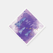 Lila Weihnachtsbaum Golden Snowflakes Serviette (Ecke)