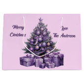 Lila Weihnachtsbaum Große Geschenktüte (Vorderseite)