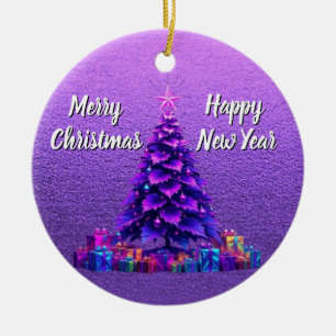 Lila Weihnachtsbaum Keramik Ornament