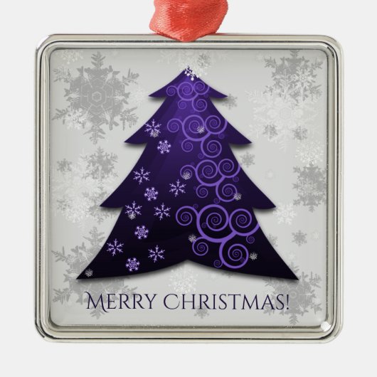 Lila Weihnachtsbaum Keramik Ornament (Vorne)