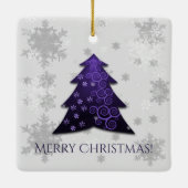 Lila Weihnachtsbaum Keramik Ornament (Rückseite)