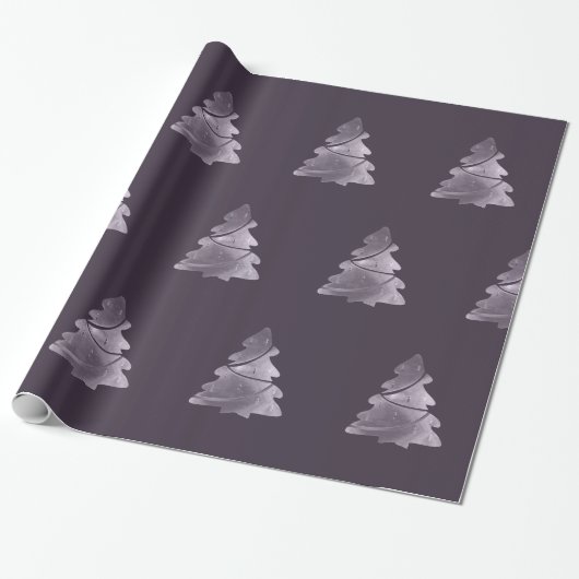 Lila Weihnachtsbaum Muster Eggplant Geschenkpapier (Ungerollt)