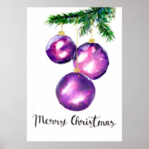 Lila Weihnachtsbaum-Ornamente Poster
