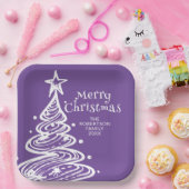 Lila Weihnachtsbaum-Party Pappteller (Party)