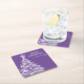 Lila Weihnachtsbaum-Party Rechteckiger Pappuntersetzer (Vor Ort)