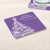 Lila Weihnachtsbaum-Party Rechteckiger Pappuntersetzer (angewinkelt)