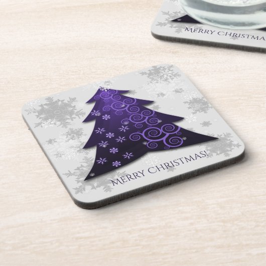 Lila Weihnachtsbaum Plastischer Untersetzer (Linke Seite)