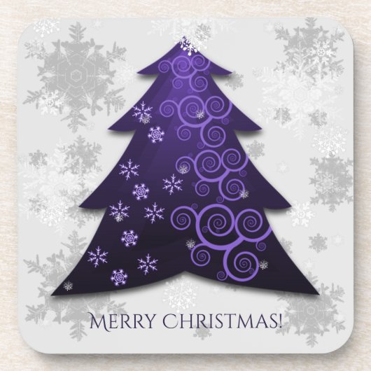 Lila Weihnachtsbaum Plastischer Untersetzer (Vorderseite)