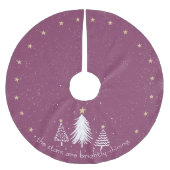 Lila Weihnachtsbaum-Rock-Gold-Stars Polyester Weihnachtsbaumdecke (Vorderseite)