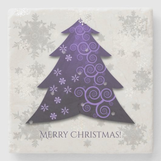 Lila Weihnachtsbaum Stone Untersetzer (Vorderseite)