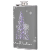 Lila Weihnachtsbaum und Schneeflocken Flachmann (Links)