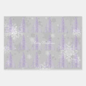 Lila Weihnachtsbaum und Schneeflocken Geschenkpapier Set (Vorderseite 3)