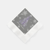 Lila Weihnachtsbaum und Schneeflocken Papier Napki Serviette (Ecke)