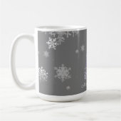 Lila Weihnachtsbaum- und Schneeflocken-Tasse Kaffeetasse (Links)