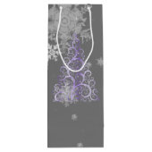 Lila Weihnachtsbaum und Schneeflocken Weinbeutel Geschenktüte Für Weinflaschen (Rückseite)