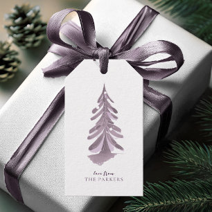 Lila Weihnachtsbaum-Wasserfarbe ID1009 Geschenkanhänger