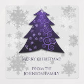 Lila Weihnachtsbaumbacketikett Etiketten (Design 1)