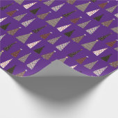 Lila Weihnachtsbaume Geschenkpapier (Ecke)