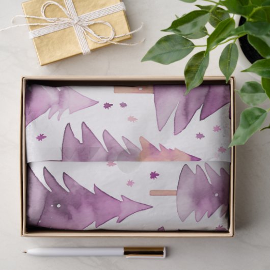 Lila Weihnachtsbäume und Sterne Weihnachten Seidenpapier (Geschenk)