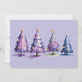 Lila Weihnachtsbaumen Winterurlaub Feiertagskarte (Vorderseite)
