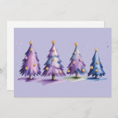 Lila Weihnachtsbaumen Winterurlaub Feiertagskarte (Vorne/Hinten)
