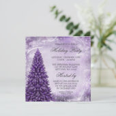 Lila Weihnachtsbaumfeier Einladung (Stehend Vorderseite)