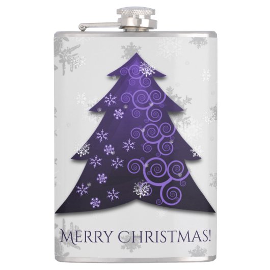 Lila Weihnachtsbaumkolben Flachmann (Vorderseite)