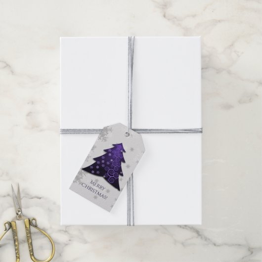 Lila Weihnachtsbaummarke Geschenkanhänger (Mit Garn)