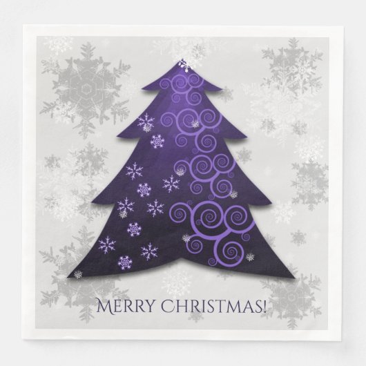 Lila Weihnachtsbaumpapier Napkin Serviette (Vorderseite)