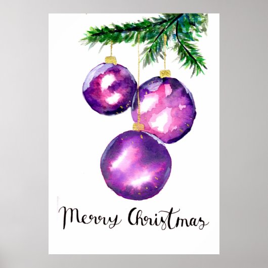 Lila Weihnachtsbaumschmuck Poster (Vorne)