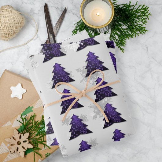 Lila Weihnachtsbaumwrapppapier Geschenkpapier Set