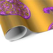 Lila Weihnachtsdekorationen auf Gold Geschenkpapier (Rolleneckpunkt)